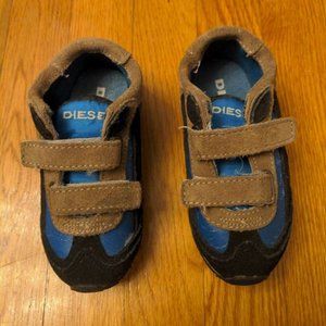 Diesel Youth Boys US 8 EUR 25 Brown Blue Hook Loop Sneakers NOS New with Defect